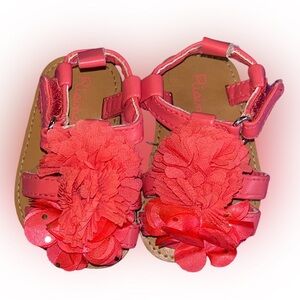 Rising Star Floral Pink Strappy Sandals for Infants